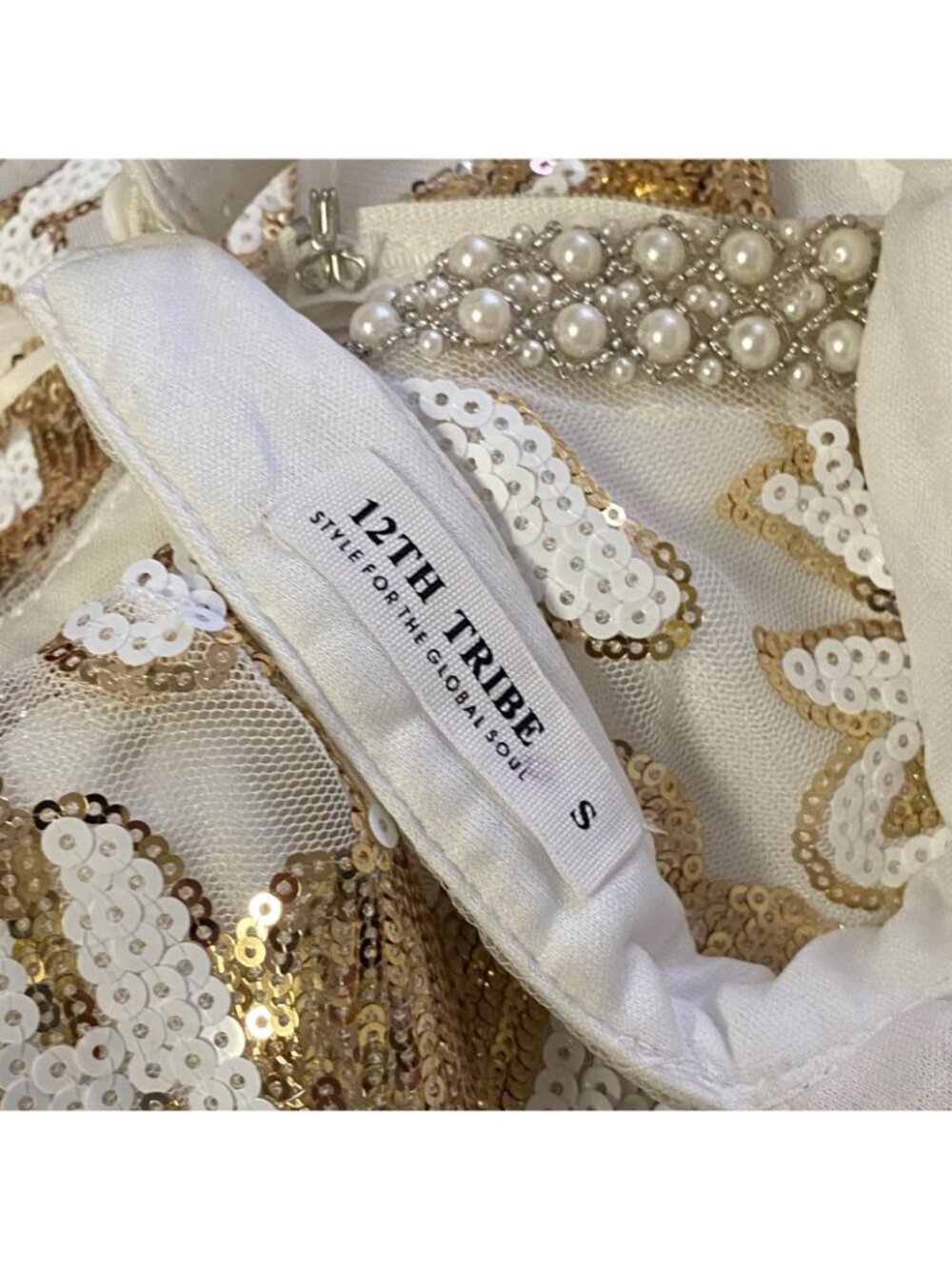 12th Tribe Like Gold Dust Sequin Fringe Dress - Picture 3 of 11